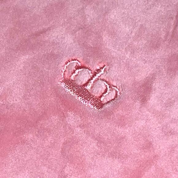 Juicy Couture Velour Track jacket Hoodie Pink Silver Crown logo Size Medium - Picture 2 of 10